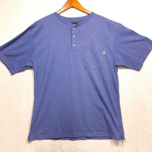 Walls Mens Henley Tough Tee Sz.Large/Blue/Crew/Pocket/Cotton Blend